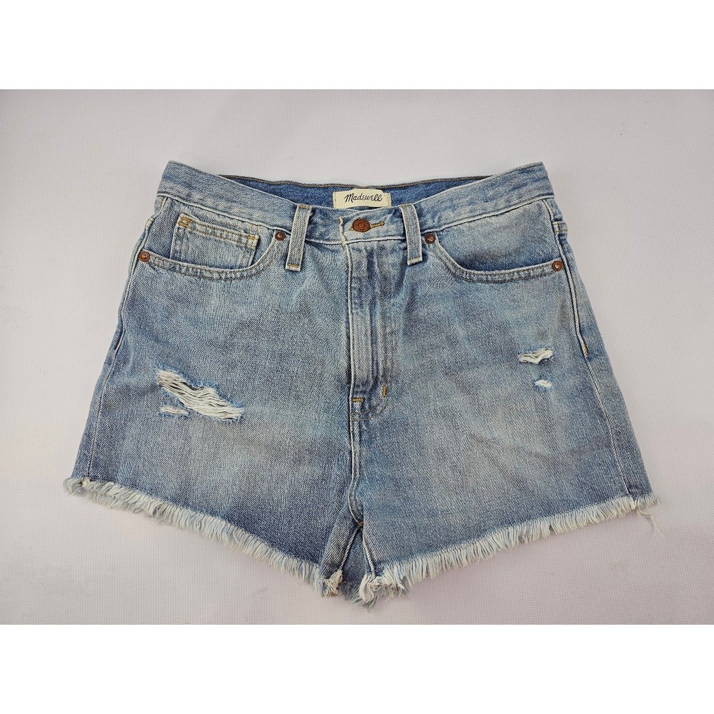 Madewell Blue Lansdale Wash Distressed Mom Jean Shorts Women 27